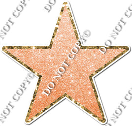 Pastel Orange Glitter with Gold Trim Star