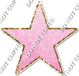 Pastel Baby Pink Glitter with Gold Trim Star