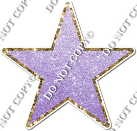 Pastel Purple Glitter with Gold Trim Star