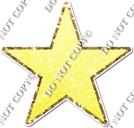 Pastel Yellow Glitter with Gold Trim Star