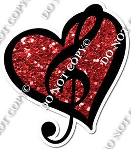 Red Sparkle Heart & Music Note