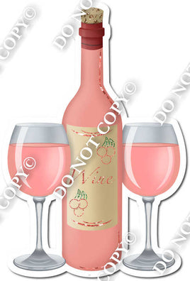 Flat Coral Wine Bottle & Glasses