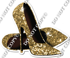 Pair of High Heels Gold Sparkle