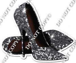 Pair of High Heels Silver Sparkle