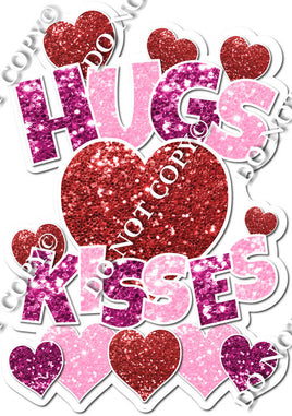 Hugs and Kisses Hot Pink & Light Pink Sparkle