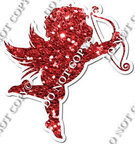 Red Sparkle Cupid SIlhouette Right