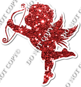 Red Sparkle Cupid SIlhouette Left