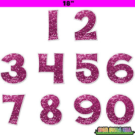 18" KG 10 pc Hot Pink Sparkle - 0-9 Number Set