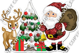 Santa, Tree, Reindeer Combo (reindeer left)
