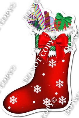 Flat Red Stocking With Candy Bundle