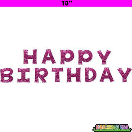 18" KG 13 pc Hot Pink Sparkle - Happy Birthday Set