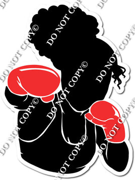 Kick Boxing Girl Punching - Flat Red w/ Variants