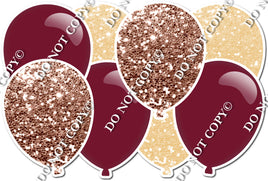 Rose Gold & Champagne Sparkle & Flat Burgundy Horizontal Balloon Bundle
