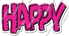 Flat Hot Pink Happy Birth Day Statements w/ Variant