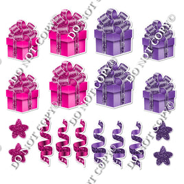 18 pc Pink & Purple Present Set Flair-hbd0534