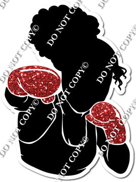 Kick Boxing Girl Punching - Sparkle Red w/ Variants