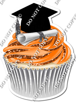 Orange - Blank Graduation Cap Cupcake