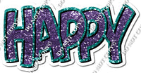 Teal & Purple Sparkle - Happy w/ Variant