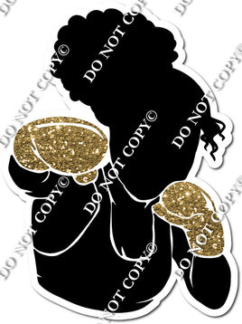 Kick Boxing Girl Punching - Sparkle Gold w/ Variants