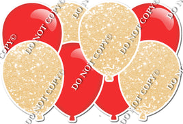 Champagne Sparkle & Flat Red Horizontal Balloon Panel