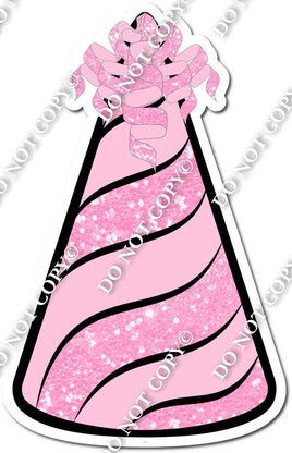Baby Pink Sparkle & Flat Baby Pink Party Hat w/ Variants