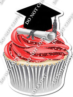 Red - Blank Graduation Cap Cupcake