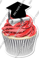 Red - Blank Graduation Cap Cupcake