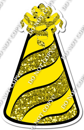 Yellow Sparkle & Flat Yellow Party Hat w/ Variants