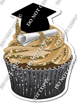 Gold - Blank Graduation Cap Cupcake