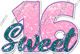 Sweet 16 - Teal & Baby Pink 16