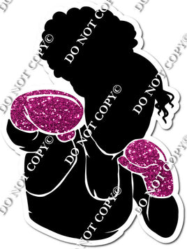Kick Boxing Girl Punching - Sparkle Hot Pink w/ Variants