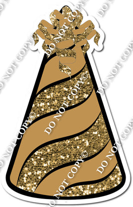 Gold Sparkle & Flat Gold Party Hat w/ Variants