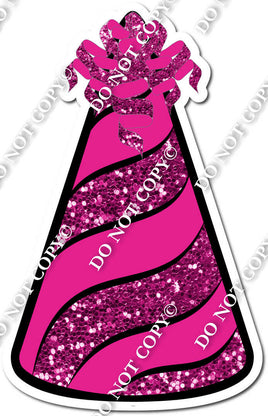 Hot Pink Sparkle & Flat Hot Pink Party Hat w/ Variants