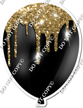 Black Balloon with Gold Drip