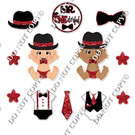 12 pc Red Sparkle Mr. ONEderful Theme0693