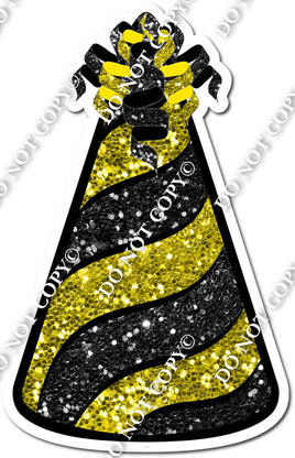 Black Sparkle & Yellow Sparkle Party Hat w/ Variants