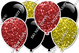 Red & Yellow Sparkle & Flat Black Horizontal Balloon Panel