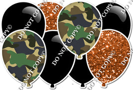 Orange Sparkle, Camo, & Flat Black Horizontal Balloon Panel