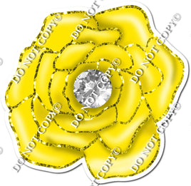 Yellow Open Rose with Diamond w/ Variants
