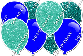 Mint & Teal Sparkle & Flat Blue Horizontal Balloon Panel