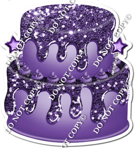 2 Tier Purple Cake, Purple Dollops & Drip
