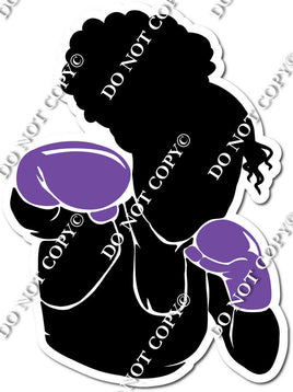 Kick Boxing Girl Punching - Flat Purple w/ Variants