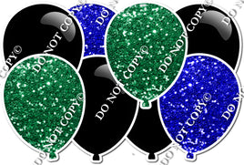 Green & Blue Sparkle & Flat Black Horizontal Balloon Panel