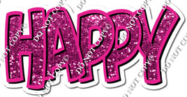 Hot Pink Sparkle Happy Birth Day Statements w/ Variant
