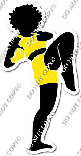 Kick Boxing Girl Kicking - Flat Yellow w/ Variants