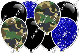 Blue Sparkle, Camo, & Flat Black Horizontal Balloon Panel