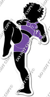 Kick Boxing Girl Kicking - Flat Purple w/ Variants