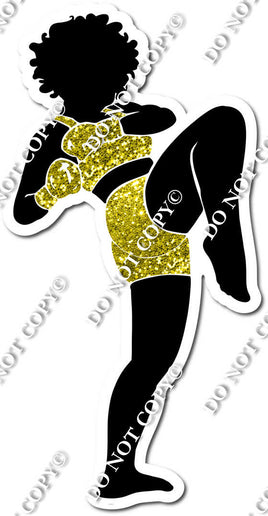 Kick Boxing Girl Kicking - Sparkle Yellow w/ Variants