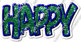 Green & Blue Sparkle - Happy w/ Variant
