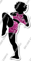 Kick Boxing Girl Kicking - Sparkle Hot Pink w/ Variants